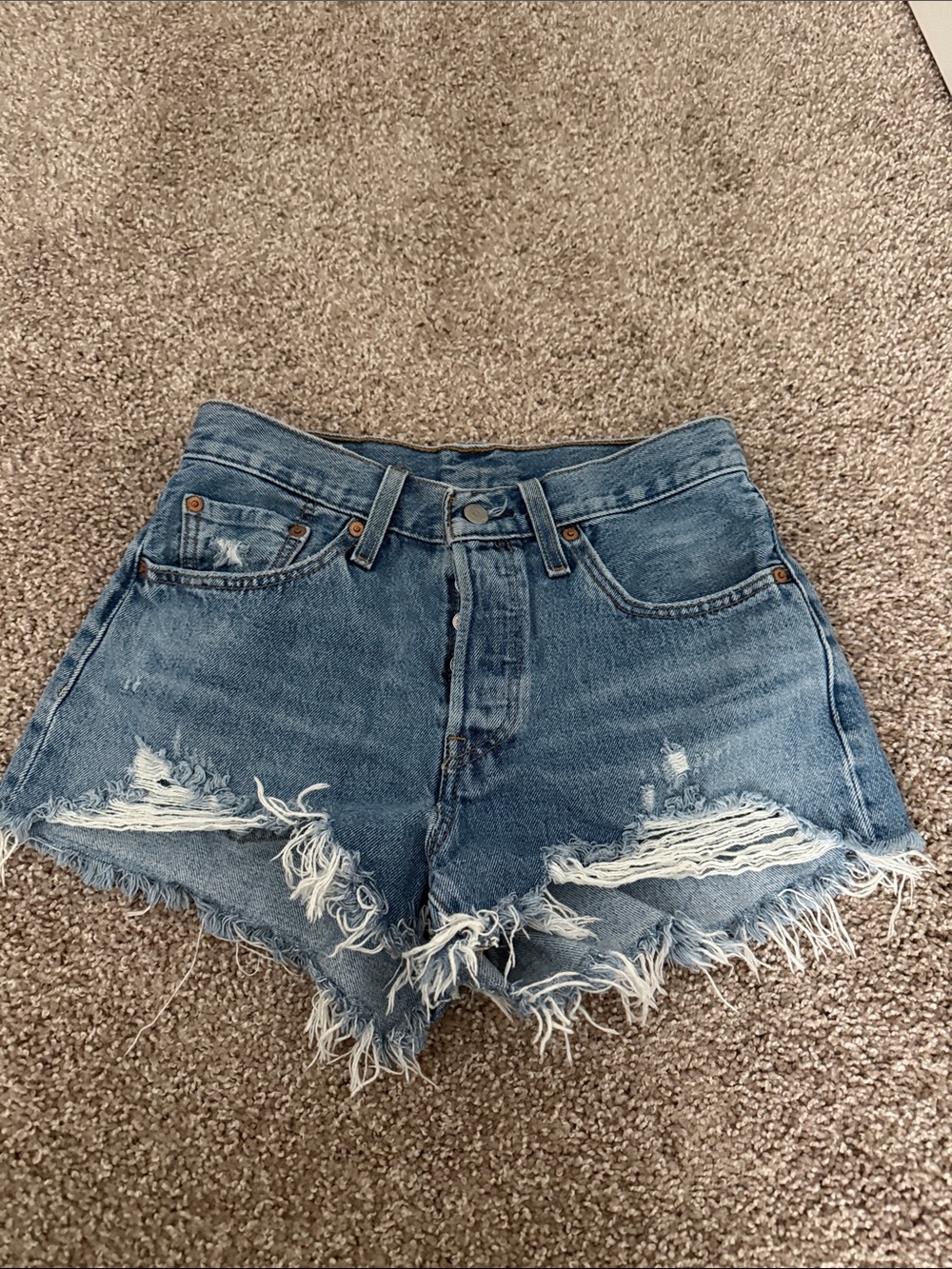 Levi's Distressed Cutoff Denim Shorts - Blue
